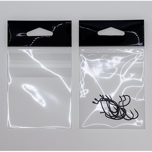 Tùy chỉnh thẻ tiêu đề giấy bóng kính tự dính rõ ràng <span class=keywords><strong>OPP</strong></span> nhựa Poly Dây Kéo Túi cho Móc Câu Cá tự dính đóng gói - Product Image 1