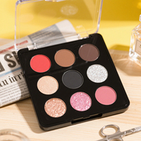 Palette de fards à paupières vide personnalisée, végane, scintillante, 9 couleurs, haute pigmentation, résistante à l'eau, marque privée
