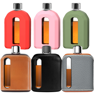 Đen xanh hồng nâu bạc bảo vệ Silicone da tay áo Glass <span class=keywords><strong>Hip</strong></span> <span class=keywords><strong>Flask</strong></span> với leakproof Nắp - Product Image 1