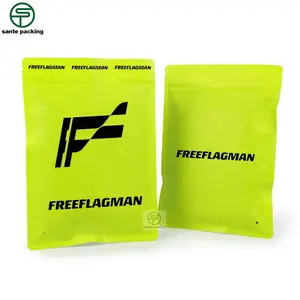 Custom Logo Printed Green Kraft Paper Ziplock Bag Clothing Packaging Matte Zipper Pouch Plastic Bag For Clothes
