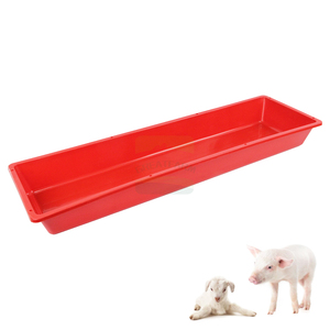 Abreuvoir en <span class=keywords><strong>plastique</strong></span> PP rouge de 1 m pour moutons et chèvres, facile à nettoyer, empilable, abreuvoir pour animaux de ferme - Product Image 4