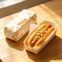 Boîtes à hot-dogs en papier personnalisées en gros, contenants alimentaires jetables résistants à la graisse pour bar à collations mobile