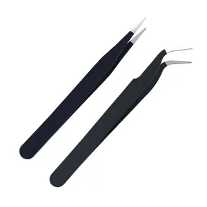 Black Tweezers Elbow Straight Head Nail Art Diamond Painting Tool Cross-border Sales Nail