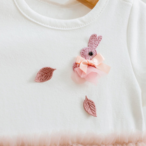 Tutina Estiva per Bambine in Pizzo Jacquard 100% Cotone di Alta Qualità, Traspirante, Antistatica, Ecologica, con Fiocco Cartoon, Lunghezza al Ginocchio - Product Image 3