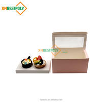Boîte d'emballage pour muffins et cupcakes personnalisés à 2 cavités, en papier rose, pliable, à ouverture automatique, avec fenêtre supérieure