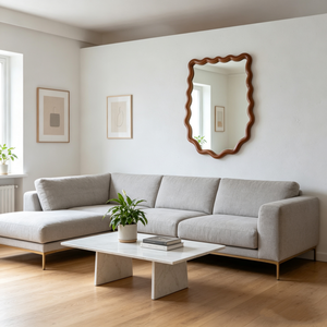 Premium Painted <strong>Pine</strong> Wood Wavy Wall <strong>Mirror</strong>, Irregular Decor <strong>Mirror</strong> for Living Room Home Decoration - Product Image 4