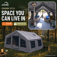 Tente pneumatique Coody Familia 17.2 - Gris, haute qualité, installation rapide, tente familiale gonflable pour le camping en plein air, quatre saisons, grande taille