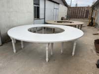 Mesa de granja curva de madera serpentina de estilo francés rústico para jardín granja boda fiesta Hotel comedor Picnic eventos