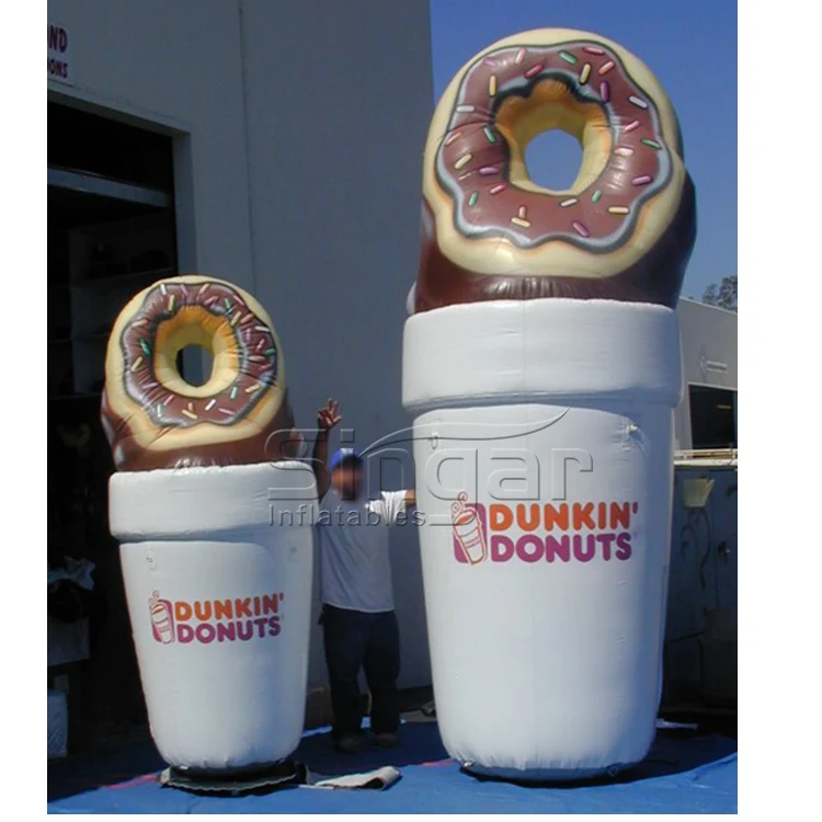 Giant Inflatable Coffee Cup Balloon Model with Chocolate Donut