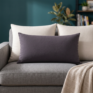 Housse de coussin lombaire en coton et lin de qualité supérieure |   Coussin rectangulaire décoratif gris anthracite foncé pour canapé et chambre à coucher - Product Image 5