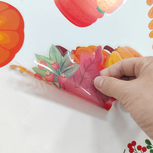 Lapin hérisson feuilles d'automne citrouille automne fenêtre statique <span class=keywords><strong>Film</strong></span> autocollants pour la maison école bureau fête - Product Image 6