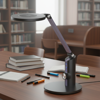 Lampe de bureau LED simple et contemporaine avec éclairage latéral en ABS, flexible, rotative, à intensité variable en continu, pour lecture, bureaux et études