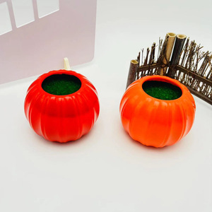 Pots de fleurs en plastique en forme de citrouille simulée, 10 cm, décoration de bureau mignonne pour plantes vertes - Product Image 4