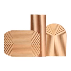 Plateau ondulé en bois de hêtre 39x18,5cm, forme irrégulière, pour table à manger, plateau de service décoratif - Product Image 5