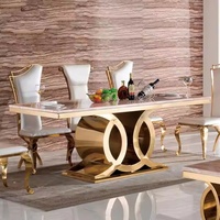 Ensembles de meubles de luxe en métal doré Chaises de table à manger en marbre pour restaurant Maison Salon Cuisine Bar en bois et acier