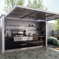 Station de barbecue d'extérieur au meilleur prix avec table latérale et étagère de rangement, en acier thermolaqué