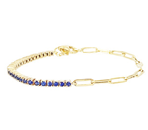 Ensemble de bijoux de mode plaqué or 18 carats Bracelets de chaîne à maillons en zircon coloré empilables pour bracelet bijoux à breloques - Product Image 4