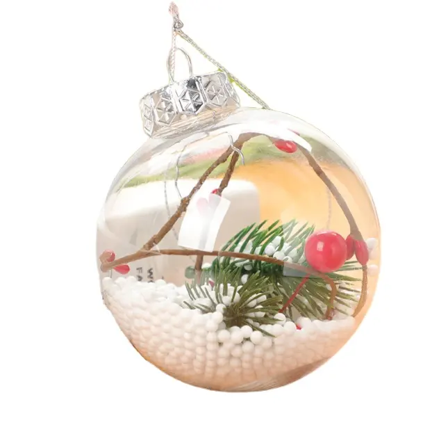 Bolas decorativas de plástico transparente para Navidad, adornos decorativos para fiestas y bodas