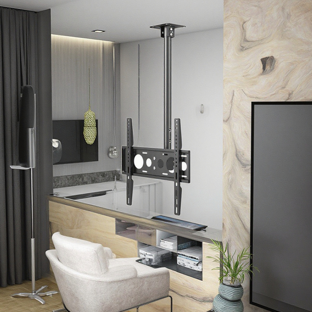 PF KM-512B Retractable Televisores with Ceiling Mount TV Bracket Complete TV Accessories for Space Saving Installation