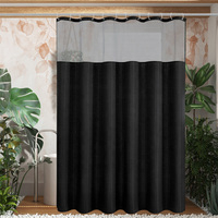 Rideau de douche gaufré simple couche, qualité hôtelière, lavable en machine, avec voile transparent intégré