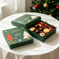 Boîte cadeau de Noël en papier mâché avec lamination mate, type coquille magnétique, recyclable, pour biscuits, friandises, chocolats, cadeaux