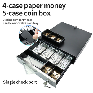 GTCODESTAR-Cajón de caja de metal para caja registradora con cerradura, sistema Pos de 4 billetes, 5 monedas, Mostrador de venta al por menor, caja de acero - Product Image 1