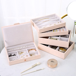 Luxury PU dresser vanity multi-drawers necklace rings storage tray stackable woman leather jewelry drawers storage organizer
