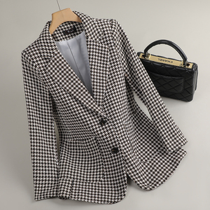 2025 nouvelle veste de costume à carreaux pour femmes élégante petite taille sens haut Super sympa pour le printemps et l'automne tissé avec tempérament - Product Image 3