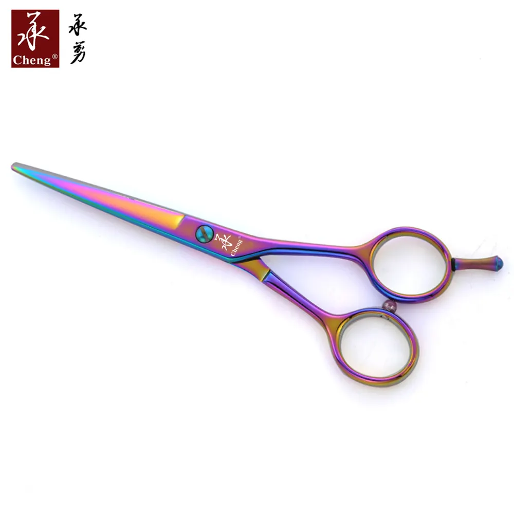 LF-60R Professional Hair Cutting Scissors 6 Inch Rainbow Titanium Coated Barber Handmade Hairdressing Scissors YONGHE