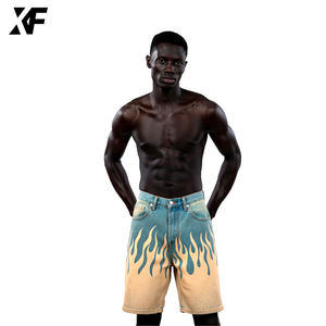 شورت جينز رجالي أصلي عالي الجودة من XUFEI، ملابس الشارع، 100% قطن، فضفاض، مطبوع بتقنية DTG، معالج بالحمض - Product Image 2