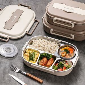Compartment Design Sealed Leakproof High Capacity Food Container Stainless Steel Bento <b>Lunch</b> Box With Cutlery - Product Image 1