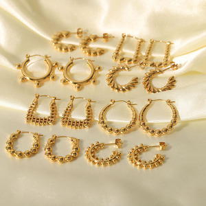 DAIHE Fashion <strong>Jewelry</strong> 18k Gold Plated Waterproof Earrings Women Luxury <strong>Stainless</strong> <strong>Steel</strong> Hoop Earrings - Product Image 5