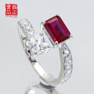 בנות מעבדה טבעת אבן אודם אודם 925 מותאם אישית סטרלינג טבעות תכשיטים אופנתיים לאירוע אירוסין לנשים - Product Image 1