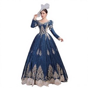 Vestido de Gala Largo de Satén con Encaje para Niñas, Diseño de Diseñador, Estilo Imperio, con Sujetador Incorporado, Bordado Real Natural, Manga Larga Medieval Renacentista - Product Image 2