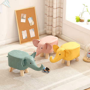 Tabouret éléphant pour enfants, siège en mousse souple avec pieds en bois, design animal mignon, décoration de salon, meubles pour enfants - Product Image 2