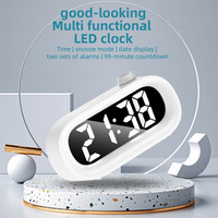 Horloge de bureau numérique avec compte à rebours, affichage de la température, grand écran, fonction snooze, charge Type C, chambre à coucher, salon