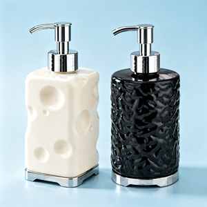 Flacon pompe en plastique à texture crème pour cosmétiques, lotion, shampoing, emballage rond pour salle de bain - Product Image 1