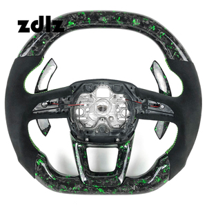 Volante de Fibra de Carbono Forjado Verde para <span class=keywords><strong>Audi</strong></span> Q3 <span class=keywords><strong>Q5</strong></span> Q7 Q8 <span class=keywords><strong>RS</strong></span> Q3 <span class=keywords><strong>Q5</strong></span> 2012-2023 con Levas de Cambio, Compatible con Personalización - Product Image 1