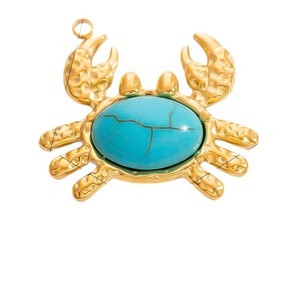 Stainless Steel DIY Jewelry Charms Ocean Series Starfish <b>Crab</b> Pendant 18K Gold Color Necklace Accessories For Everyday Wear - Product Image 5