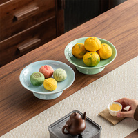 Vaisselle en porcelaine de luxe écologique, ronde de 8 pouces, glaçure bleue, assiette à fruits secs, à bonbons, pour la décoration de table