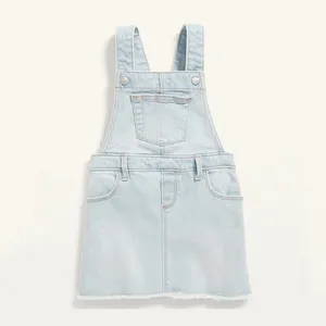 Оптовая продажа, легкая Потертая джинсовая детская юбка с необработанным краем, комбинезоны, юбки, джинсы, юбки для девочек