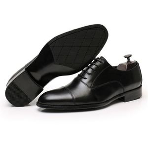 Chaussures habillées pour hommes à bout carré, semelle souple, doublure en cuir véritable, fermeture à lacets, respirantes, antidérapantes, style britannique pour mariage - Product Image 4