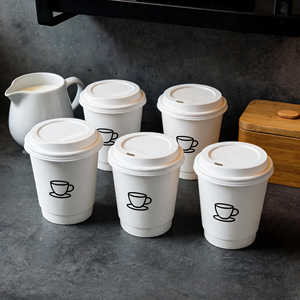 Emballage jetable personnalisé pour emporter, gobelet à café, thé, lait en papier kraft à double paroi avec logo - Product Image 1