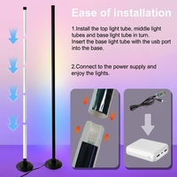Lámpara de Pie LED RGB Inteligente Multifunción, Sincronización Musical, Ritmo Ambiental, Alto CRI 90, Altura Ajustable, Control Remoto/App/Voz