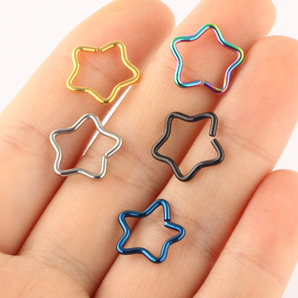 16G Stainless Steel Star Nose Rings Body Piercing Jewelry