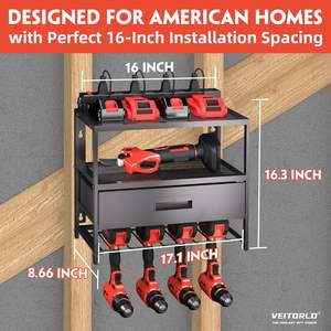 Organizador de herramientas eléctricas de <span class=keywords><strong>metal</strong></span> mejorado con 8 cajones de salida y estación de carga Solución de almacenamiento de herramientas de garaje - Product Image 6