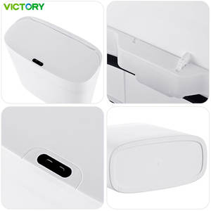 Poubelle murale fine en plastique avec capteur intelligent, ouverture sans contact, couvercle automatique, pour salle de bain et cuisine - Product Image 1