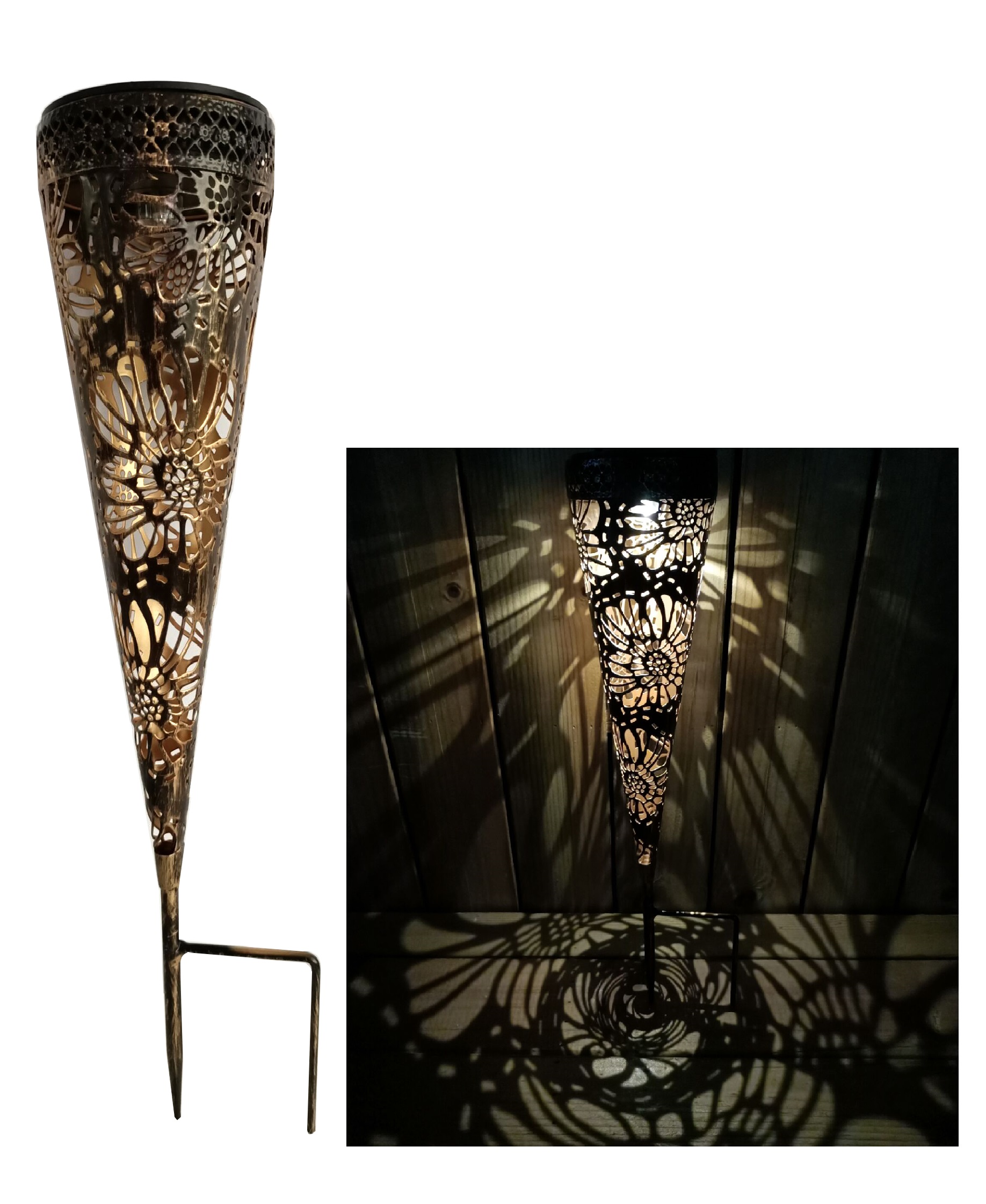 Металлическая Солнечная стойка с большими цветами, Декоративная наружная Водонепроницаемая светодиодная лампа на колышке, декоративная дорожка, садовый патио