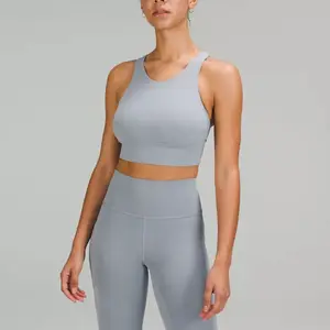 First Quality Gym Bra Nylon Spandex Light Grey High Supportive Racer Back Women Fitness & Yoga Sports Bra Plus Size