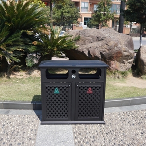 금속 쓰레기통 더블 <span class=keywords><strong>2</strong></span> in 1 재활용 일반 쓰레기통 쓰레기 알루미늄 쓰레기통 야외 - Product Image 6